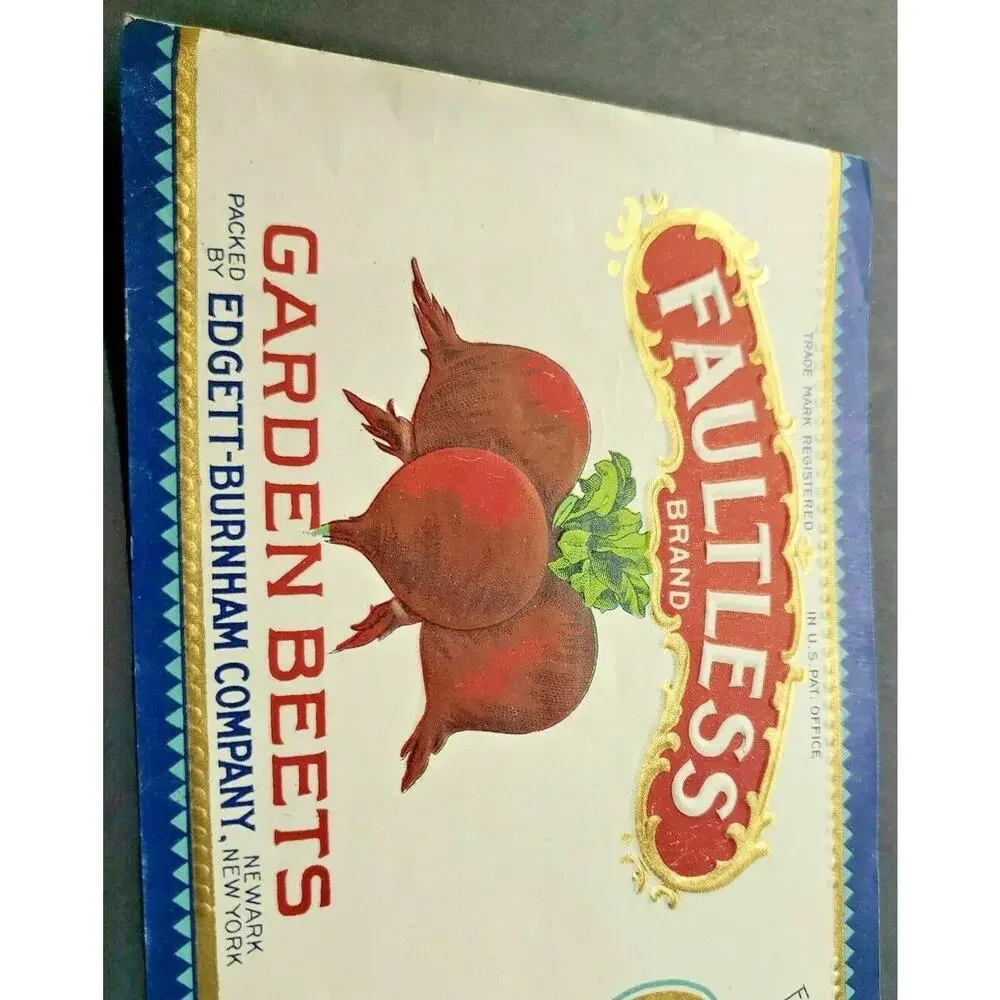 Vintage Faultless Brand Beets Edgett Burnham Co New York 1940s Can Label Z2‎